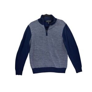 Harrison Davis Quarter Zip Sweater Mens Medium Blue Merino Wool Knit